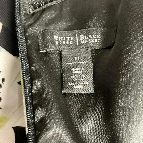 White House Black Market Black Floral Fit and Flare Dress Womens Size 10 - Picture 6 of 6